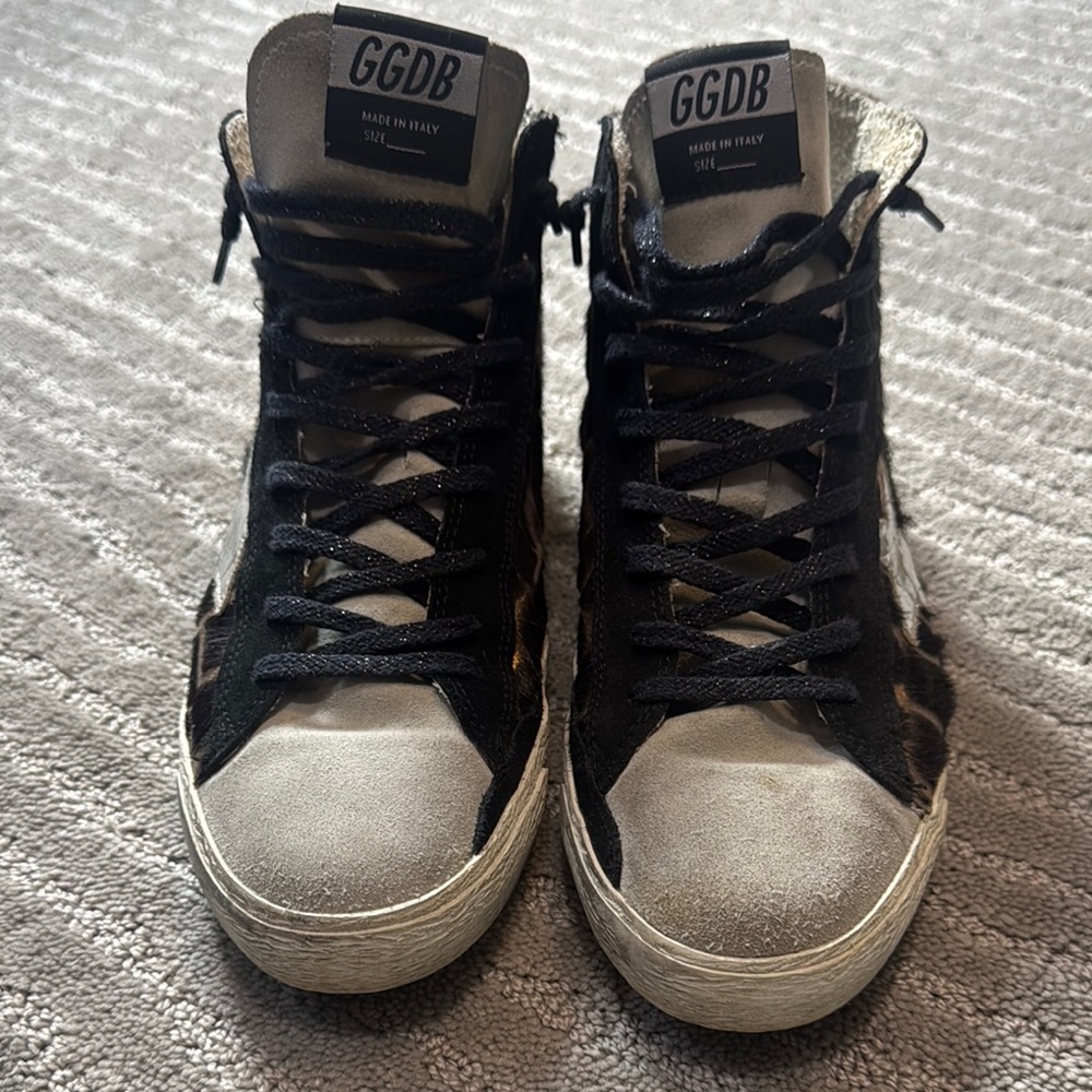 Golden Goose Black and White High-Top Sneakers
